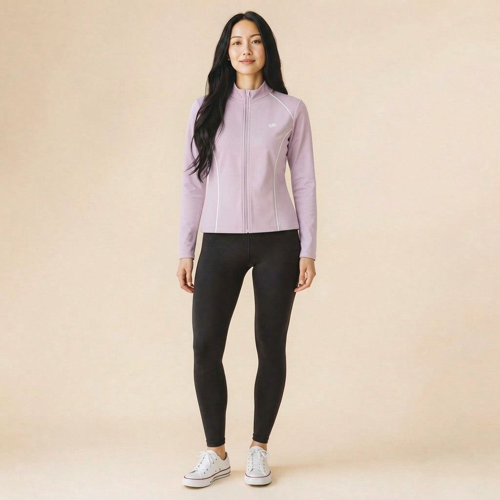 Stand-collar full-zip jacket, side profile slim athletic fit